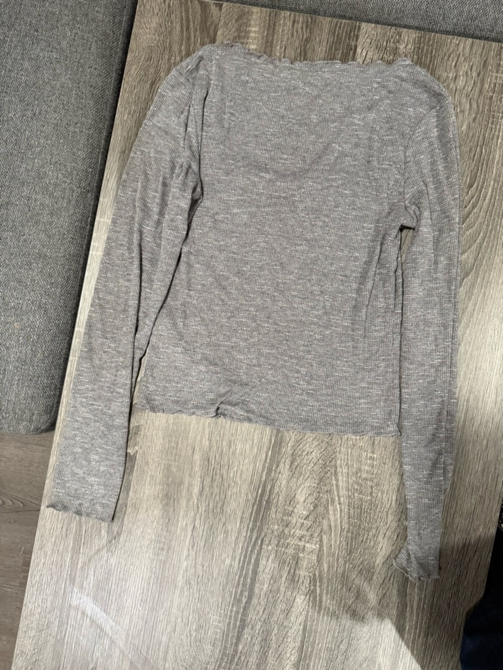 Elodie Gray Ribbed Long-Sleeve Square-Neck Top - Picture 11 of 12